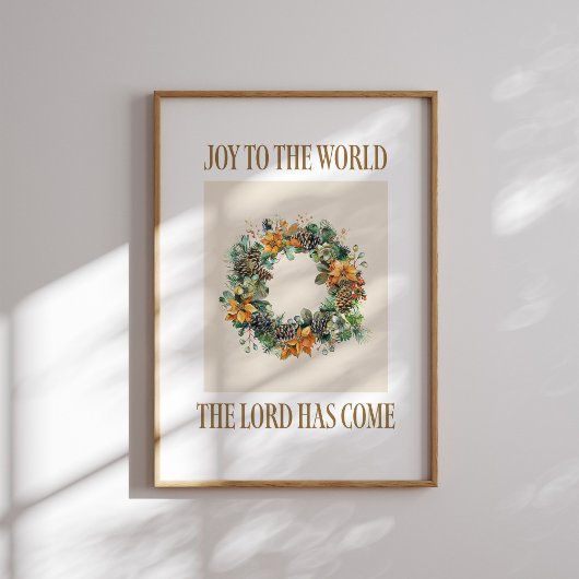 Joy to the World Christmas Wreath Poster