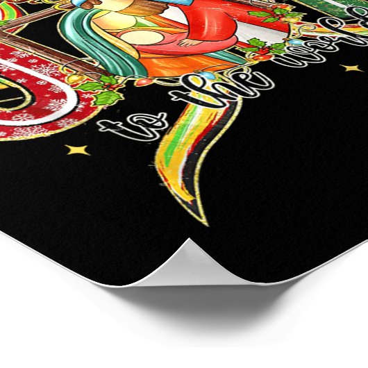 Joy To The World Coquette Bow Christmas Nativity C Poster (Hoek)