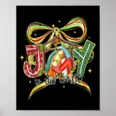 Joy To The World Coquette Bow Christmas Nativity C Poster (Voorkant)