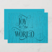 JOY TO THE WORLD Dark Teal Script Christmas Briefkaart (Voorkant / Achterkant)