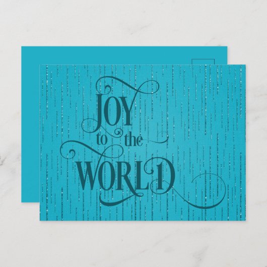 JOY TO THE WORLD Dark Teal Script Christmas Briefkaart (Voorkant / Achterkant)