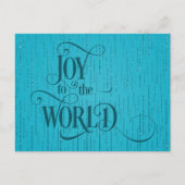 JOY TO THE WORLD Dark Teal Script Christmas  Briefkaart (Voorkant)