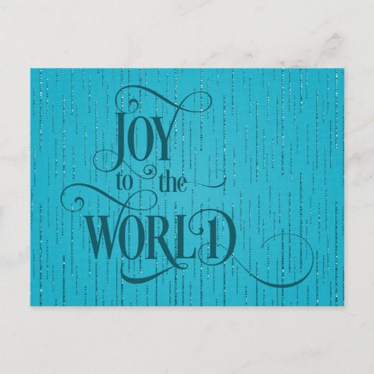JOY TO THE WORLD Dark Teal Script Christmas Briefkaart (Voorkant)