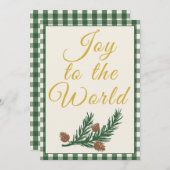 Joy To The World - Deep Pine Green Feestdagenkaart (Voorkant / Achterkant)