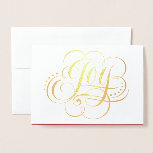 Joy to the World Elegant Gold Foil Red Christmas Folie Kaarten (Voorkant met envelop)