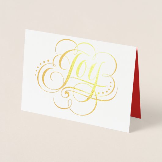 Joy to the World Elegant Gold Foil Red Christmas Folie Kaarten (Voorkant)