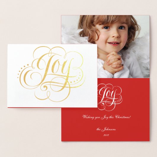 Joy to the World Elegant Gold Foil Red Christmas Folie Kaarten (Display)