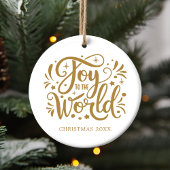 Joy to the World Elegant Gold Script Christelijk Keramisch Ornament