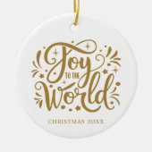 Joy to the World Elegant Gold Script Christelijk Keramisch Ornament (Voorkant)