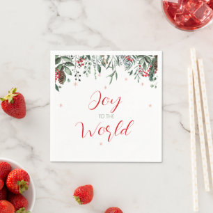 Joy to the World Elegant Greenery Kerstmis Servet