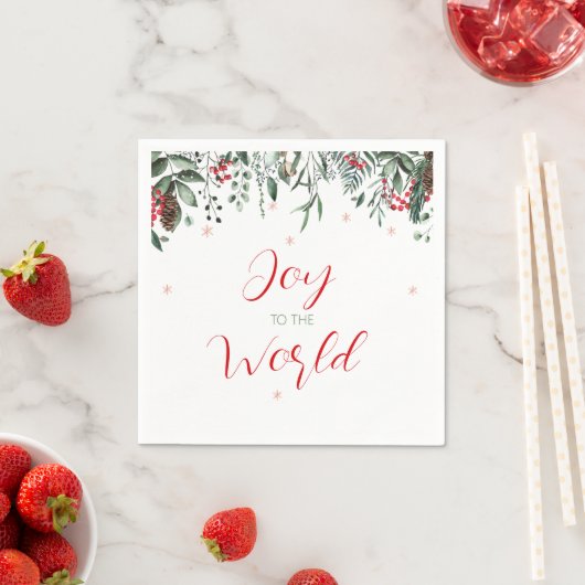 Joy to the World Elegant Greenery Kerstmis Servet (Insitu)
