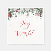 Joy to the World Elegant Greenery Kerstmis Servet (Voorkant)
