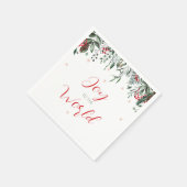 Joy to the World Elegant Greenery Kerstmis Servet (Hoek)