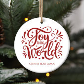 Joy to the World Elegant Red Script Christelijk Keramisch Ornament