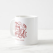 Joy to the World Elegant Red Script Christelijk Koffiemok (Voorkant links)