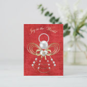 Joy to the World - Engel van vreugde - Rood Feestdagenkaart (Staand voorkant)