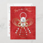 Joy to the World - Engel van vreugde - Rood Feestdagenkaart (Voorkant / Achterkant)