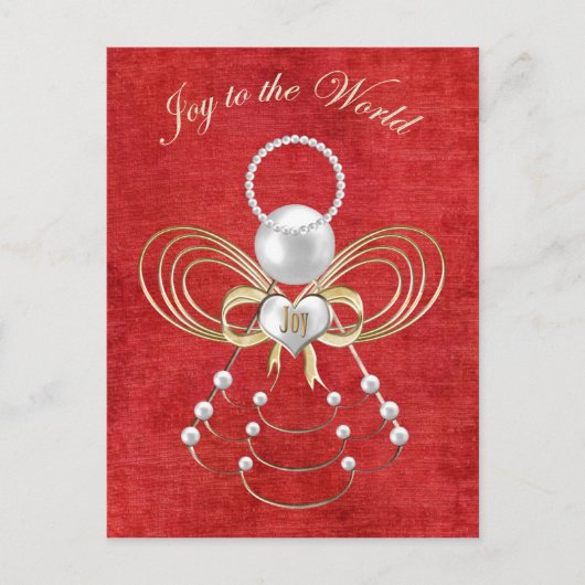 Joy to the World - Engel van vreugde - Rood Feestdagenkaart (Voorkant)