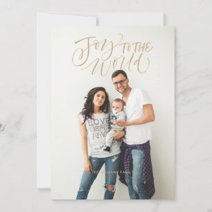 Joy to the World Familie Vakantie Fotokaart Feestdagenkaart