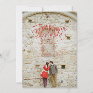 Joy to the World Familie Vakantie Fotokaart Feestdagenkaart