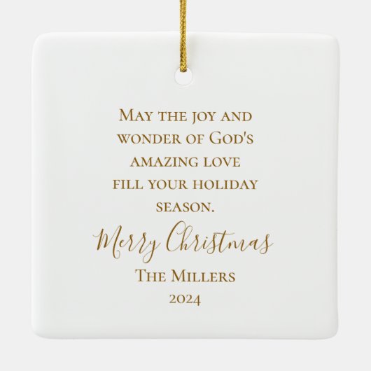 Joy to the World gepersonaliseerde elegante kerst Keramisch Ornament (Achterkant)