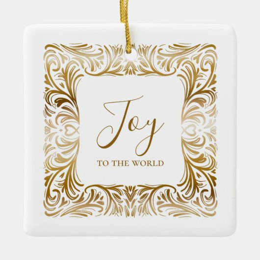 Joy to the World gepersonaliseerde elegante kerst Keramisch Ornament (Voorkant)