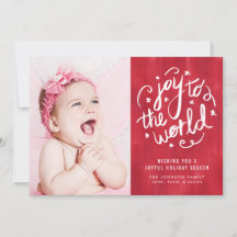 Joy to the World Hand geletterde vakantiefotokaart