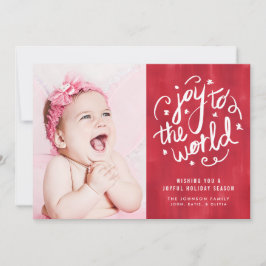 Joy to the World Hand geletterde vakantiefotokaart Feestdagenkaart