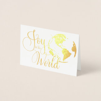 Joy to the World Handlettered Christmas Folie Kaar Folie Kaarten