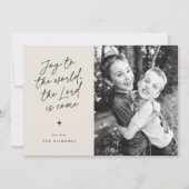 Joy to the World Handwriting Religieuze Kerst Feestdagenkaart (Voorkant)