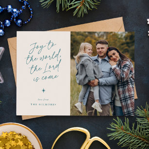 Joy to the World Handwriting Religieuze Kerst Feestdagenkaart