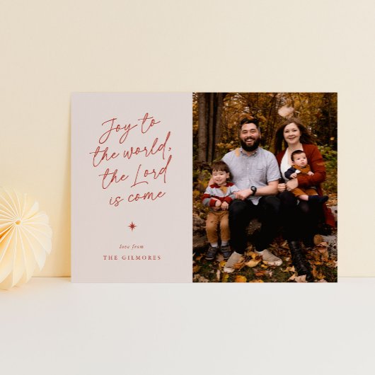 Joy to the World Handwriting Religieuze Kerst Feestdagenkaart