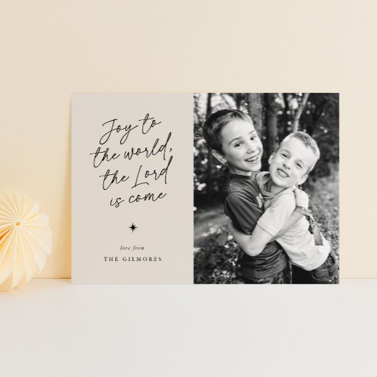 Joy to the World Handwriting Religieuze Kerst Feestdagenkaart