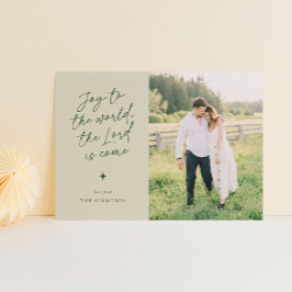 Joy to the World Handwriting Religieuze Kerst Feestdagenkaart