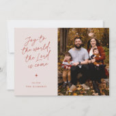 Joy to the World Handwriting Religieuze Kerst Feestdagenkaart (Voorkant)
