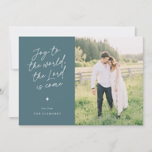 Joy to the World Handwriting Religious Christmas Feestdagenkaart (Voorkant)