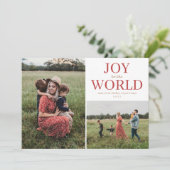 Joy to the World Holiday Photo Collage Feestdagenkaart (Staand voorkant)