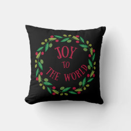 Joy to the World Holiday Wreath Kussen