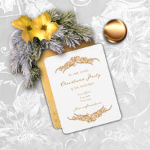 Joy to the World in Gold Christmas Invitation Kaar