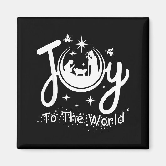 Joy To The World Jesus Christmas Nativity Scene Fa Magneet (Voorkant)