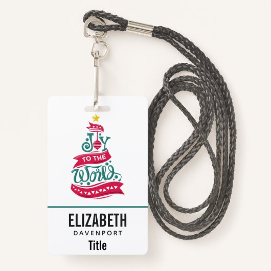 Joy to the World Kerstcitote Typografie Badge (Voorkant met draagriem)