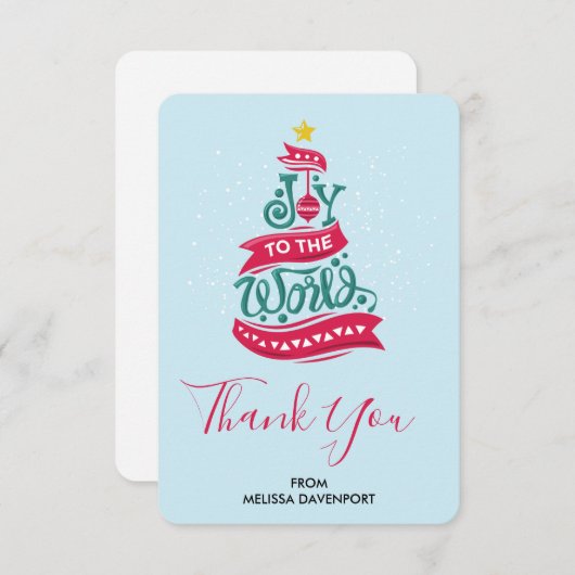 Joy to the World Kerstcitote Typografie Bedankkaart (Voorkant / Achterkant)