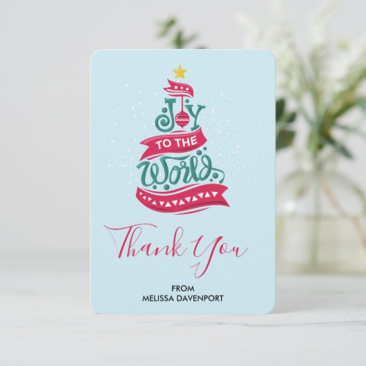Joy to the World Kerstcitote Typografie Bedankkaart (Staand voorkant)