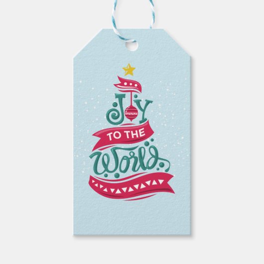 Joy to the World Kerstcitote Typografie Cadeaulabel (Voorkant)