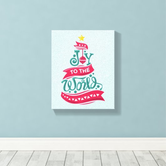 Joy to the World Kerstcitote Typografie Canvas Afdruk (Insitu (Houten vloer))