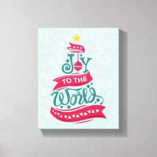 Joy to the World Kerstcitote Typografie Canvas Afdruk
