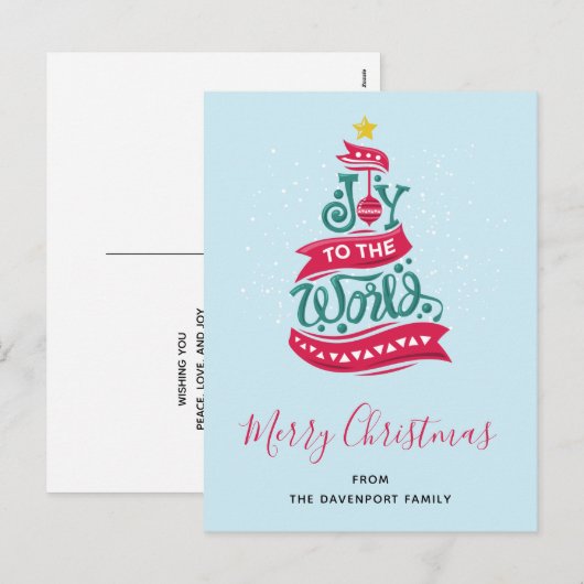 Joy to the World Kerstcitote Typografie Feestdagenkaart (Voorkant / Achterkant)