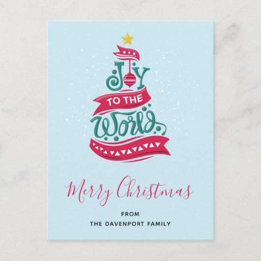 Joy to the World Kerstcitote Typografie Feestdagenkaart (Voorkant)