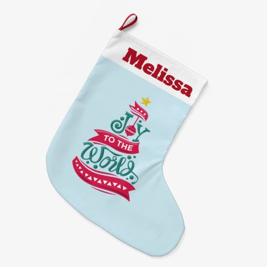 Joy to the World Kerstcitote Typografie Grote Kerstsok (Voorkant (Hangend))