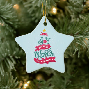 Joy to the World Kerstcitote Typografie Keramisch Ornament